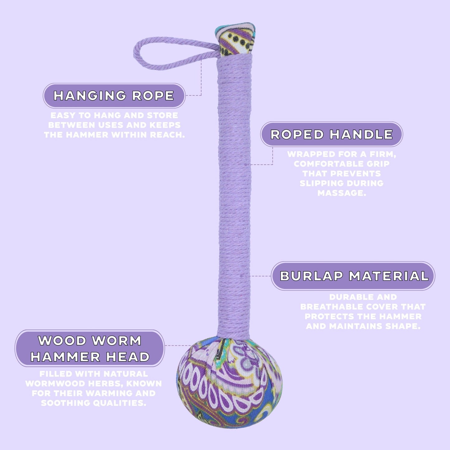 Massagehammer aus Bambus mit Lavendel & Wermut