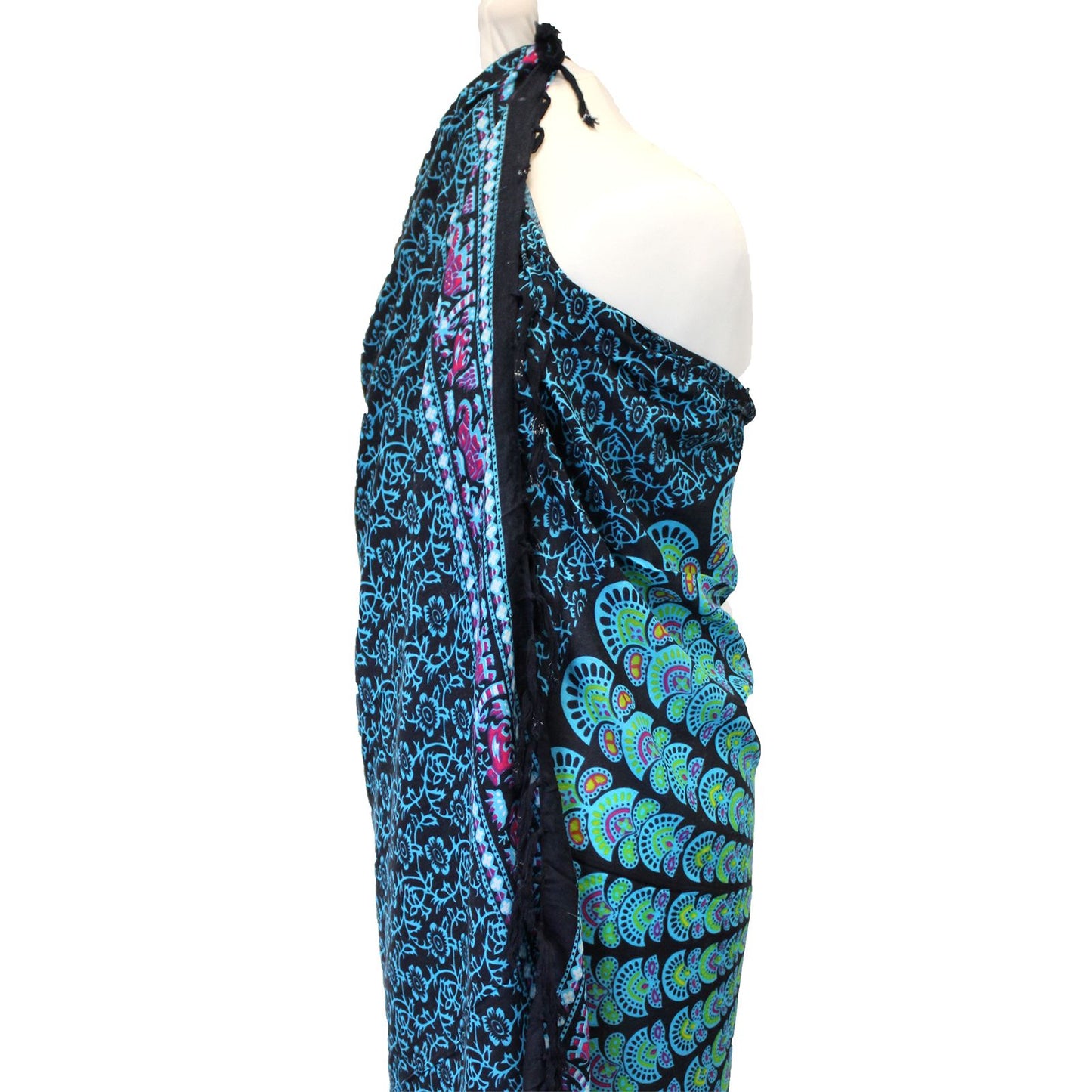 Pfauen-Mandala Sarong-Set (2er Pack) – Handgewebter Rayon-Stoff
