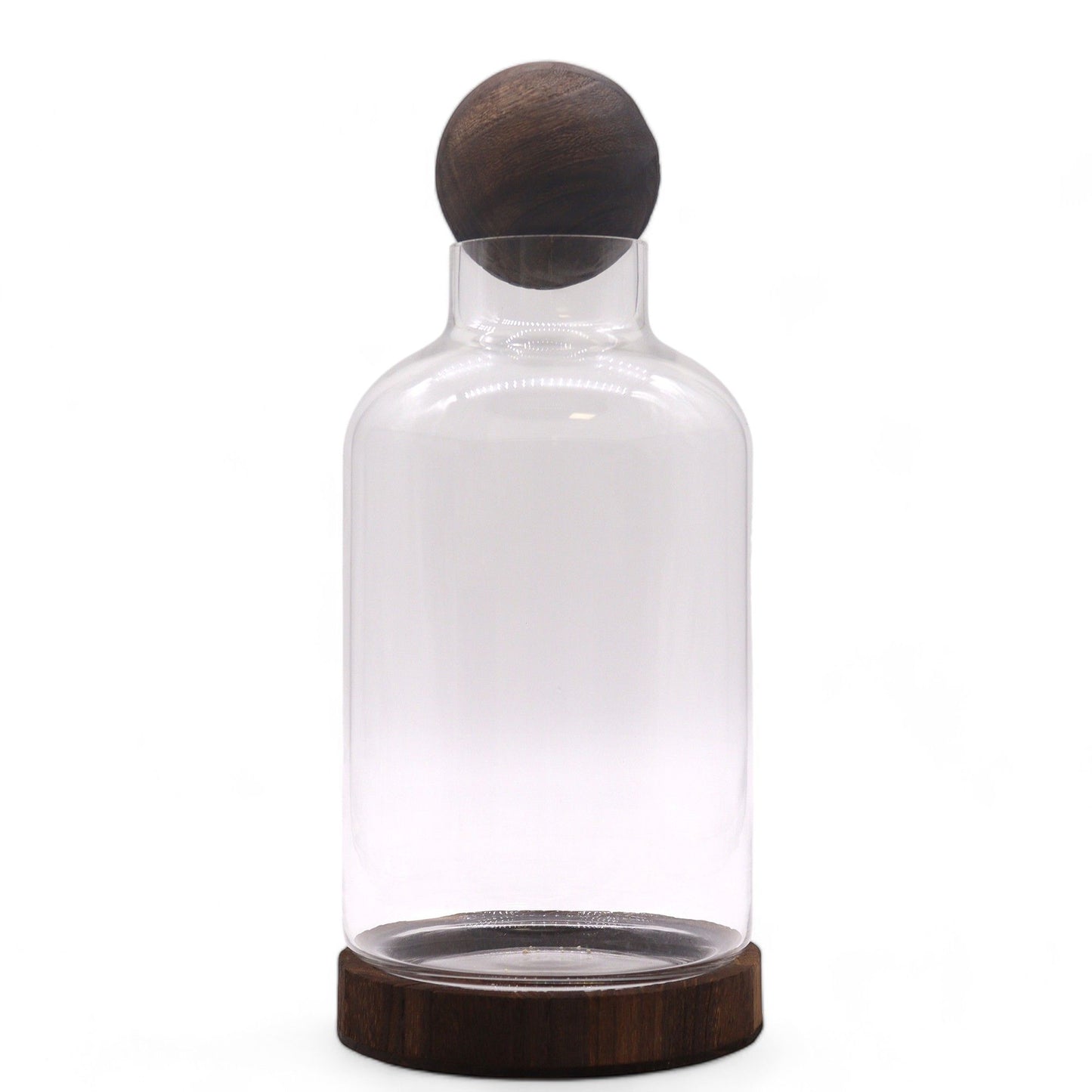 Großes Kugel-Terrarium auf Edelholz-Sockel - 16x23 cm