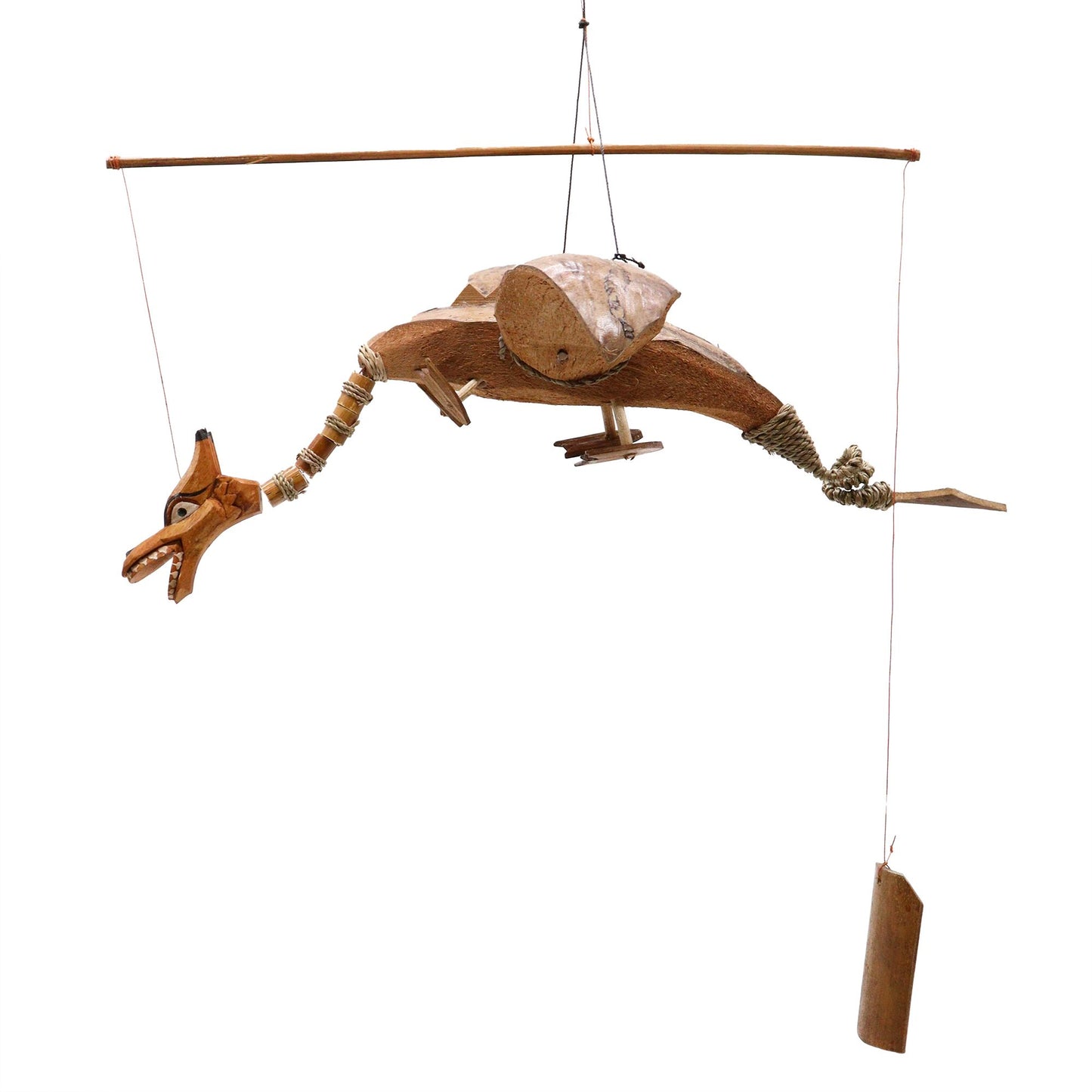 Windspiel Drache aus Kokosnuss 37cm - Handgefertigte Gartendekoration