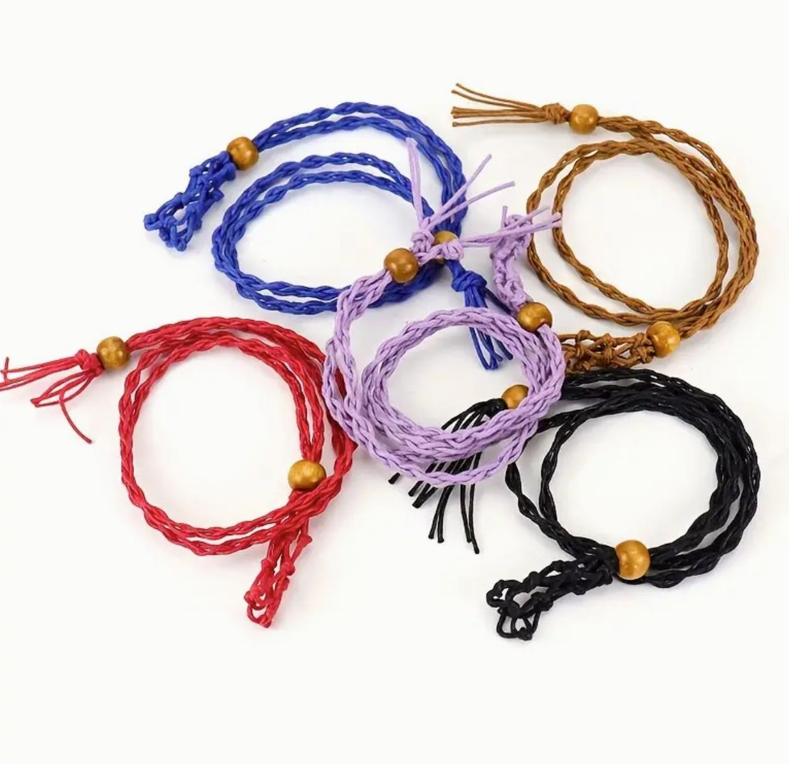 Makramee-Edelsteinband Set – 11 Farben Wachsbaumwolle mit Holzperlen