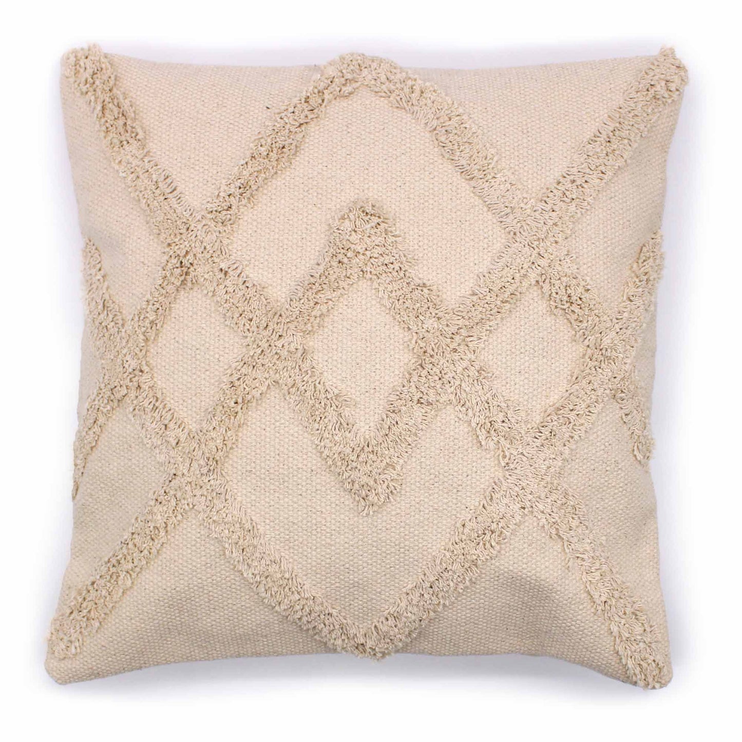 Kissenbezug Crème 45x45cm - Handgefertigtes geometrisches Muster aus Baumwolle