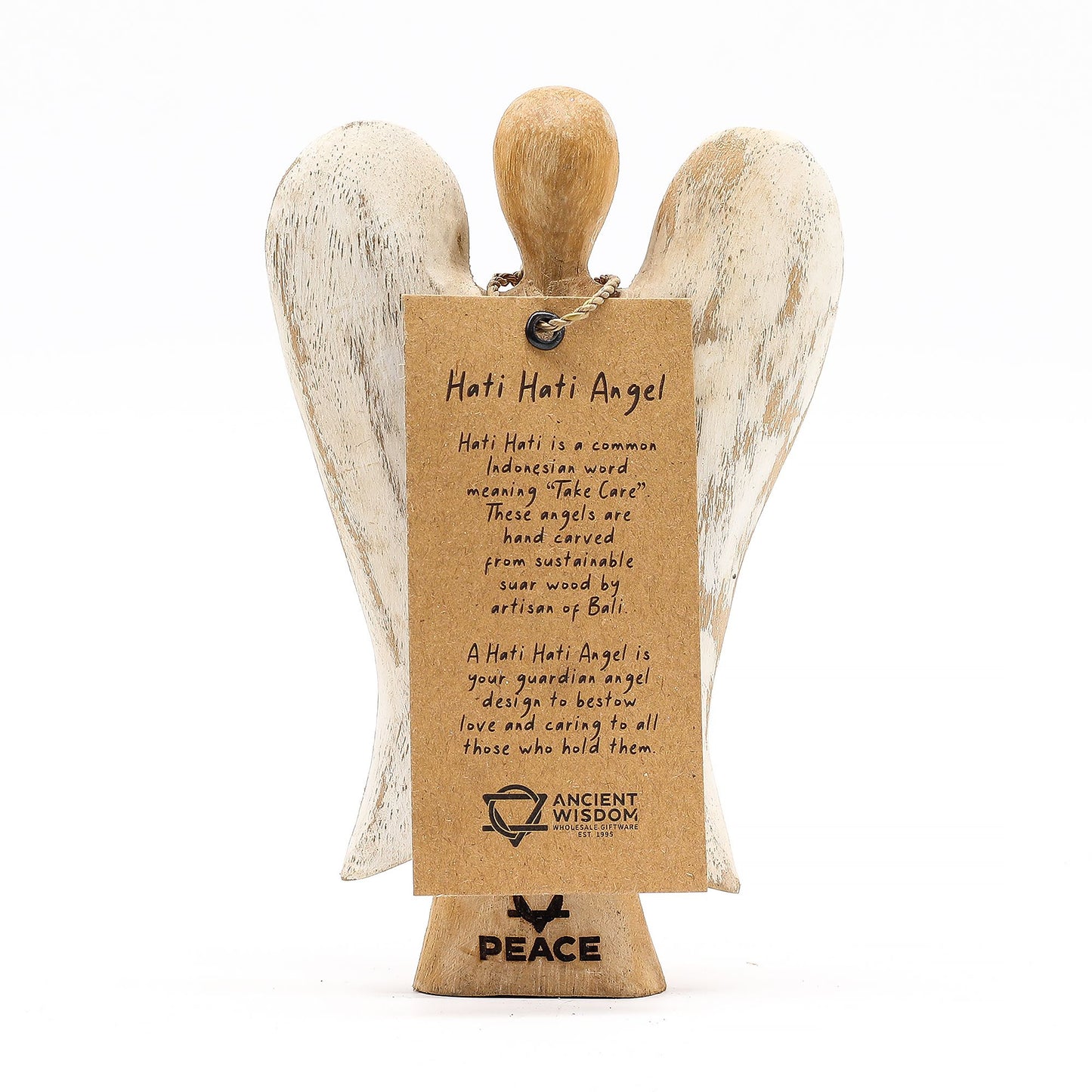 Hati-Hati Friedensengel – Handgeschnitztes Suarholz-Unikat, 15 cm