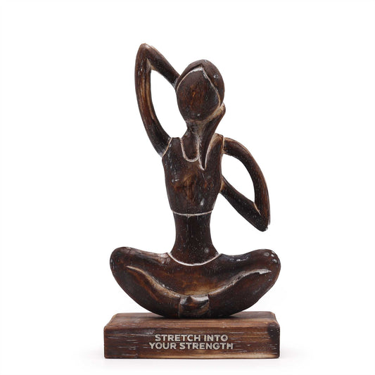Handgeschnitzte Yoga-Figur Gomukhasana - Einzigartige Holzskulptur für innere Balance