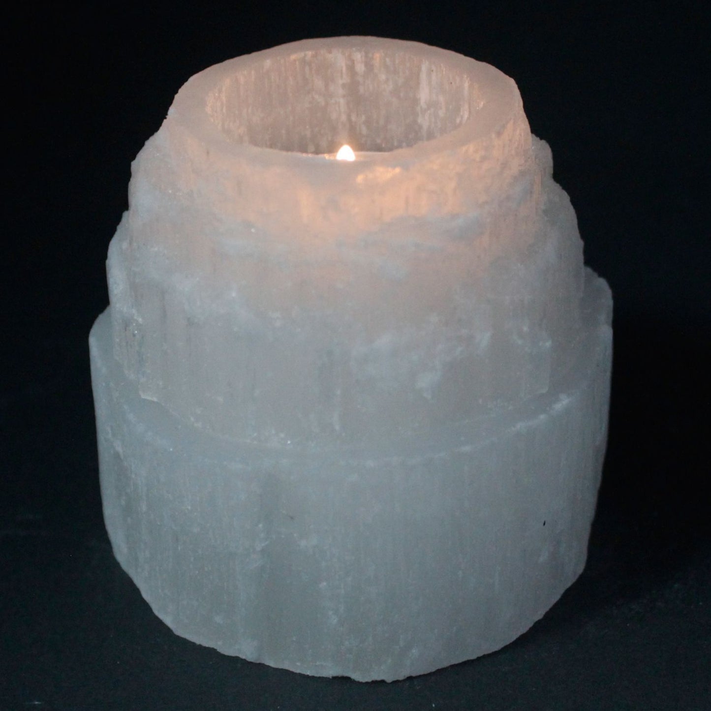 Selenit Kerzenhalter 'Berggipfel' – 8 cm, naturbelassen
