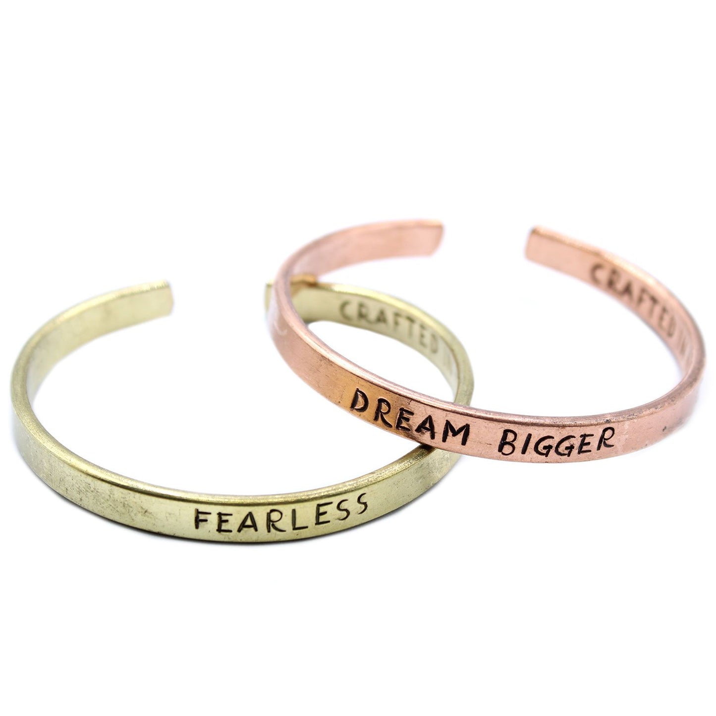 Inspirations-Armband-Set (12 Stück) – Handgraviertes Messing-Armband mit Motivationsbotschaft