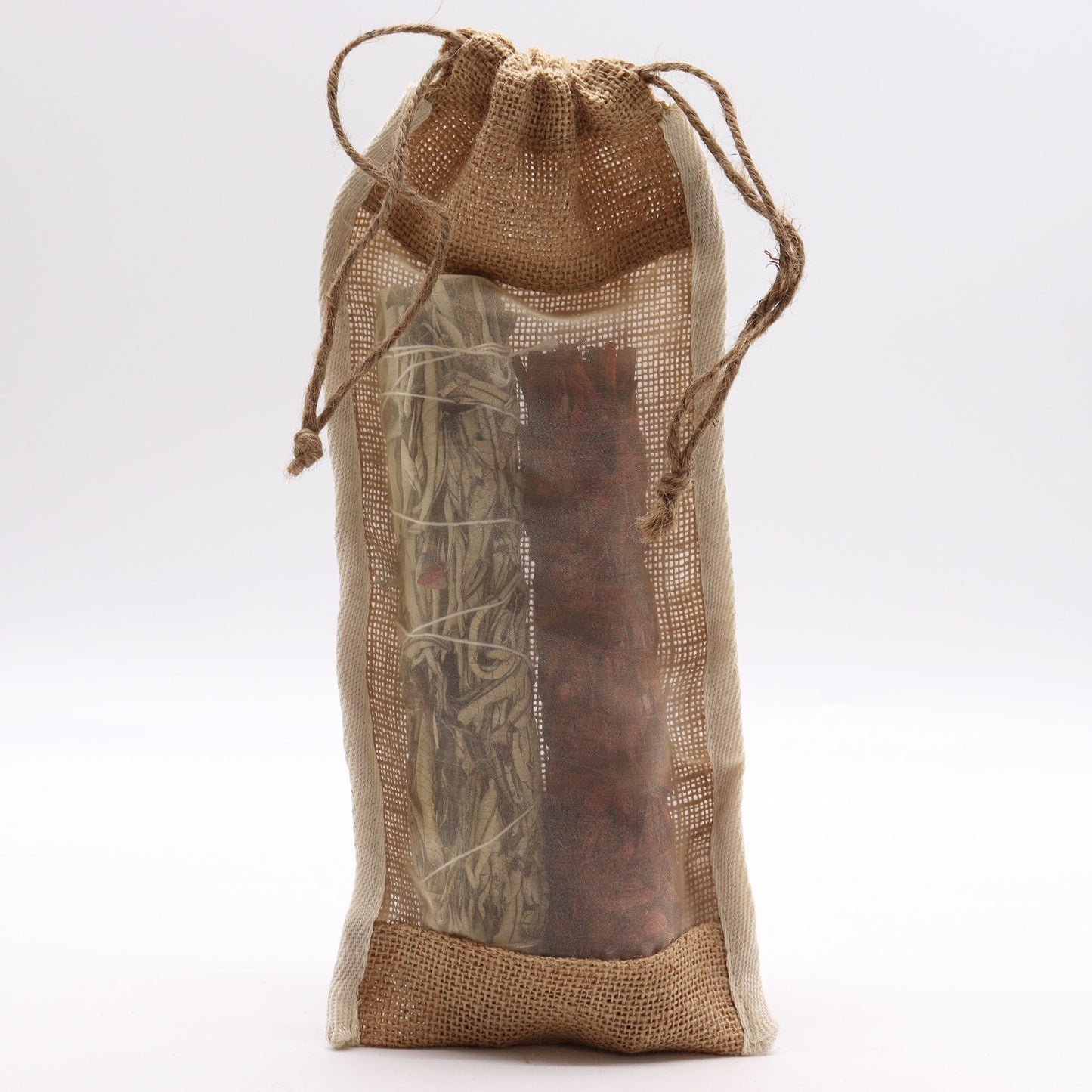 Vintage Jutebeutel mit Sichtfenster – gewaschen, 35x15cm, mit Zugband