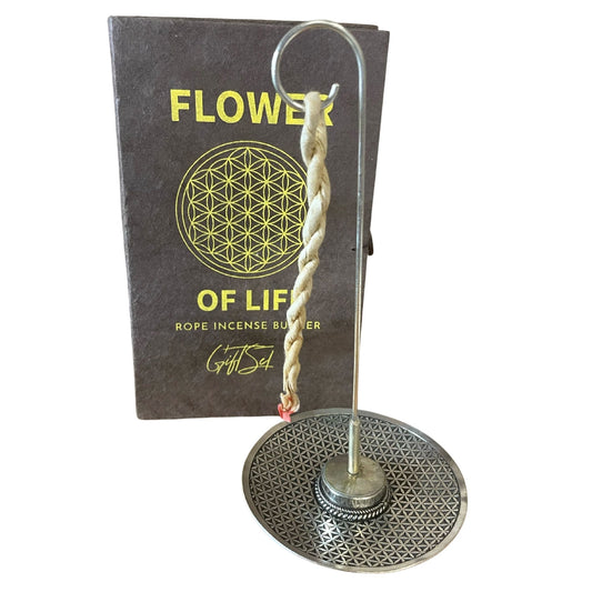 Räucherschnur-Set 'Blume des Lebens' mit Messinghalter – 10 Schnüre in Geschenkbox