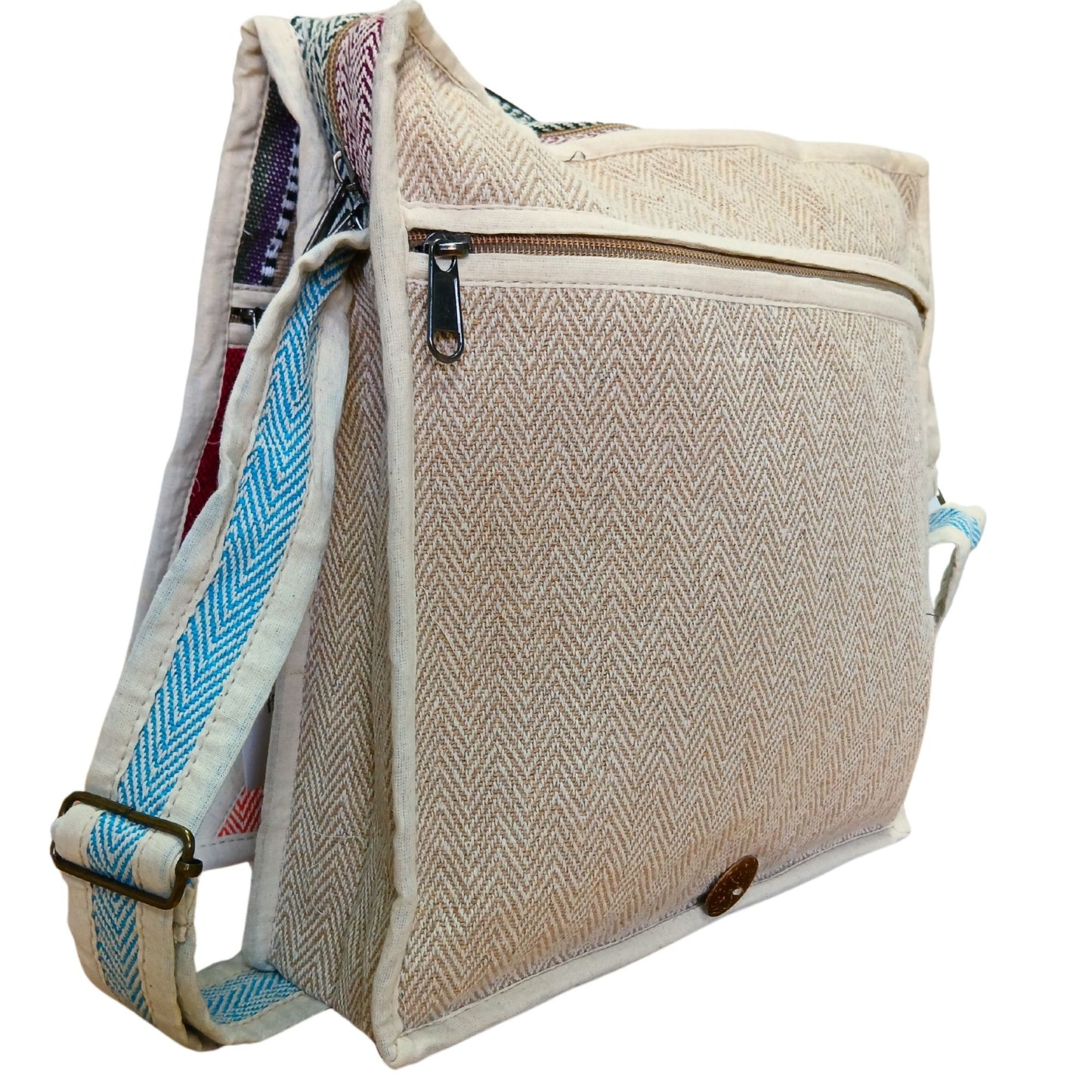 Messenger Bag für Laptop bis 15,6 Zoll - Dreiecksdesign aus Hanf-Baumwolle