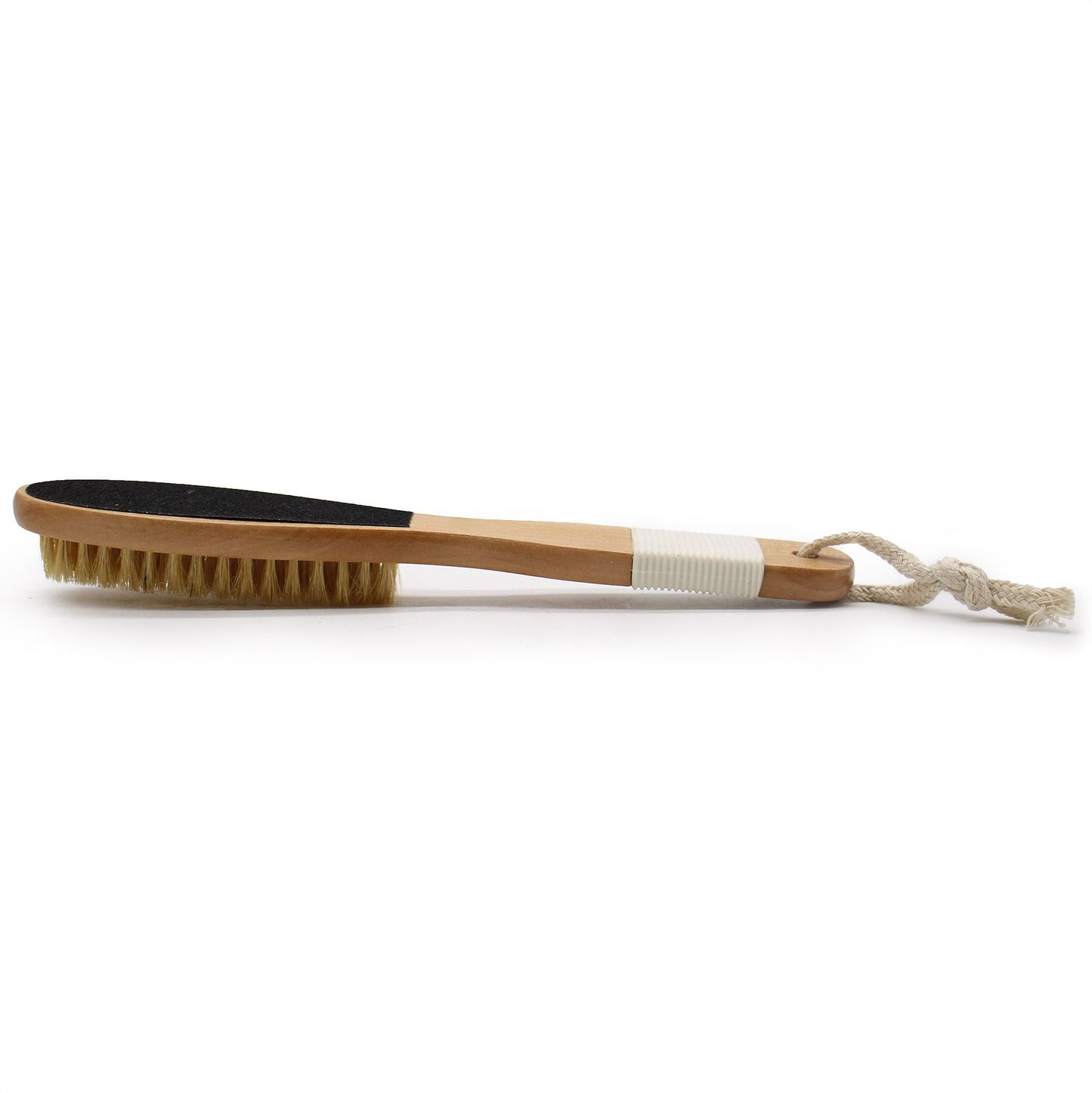 Natürliche Peeling-Bürste mit integrierter Feile aus Holz