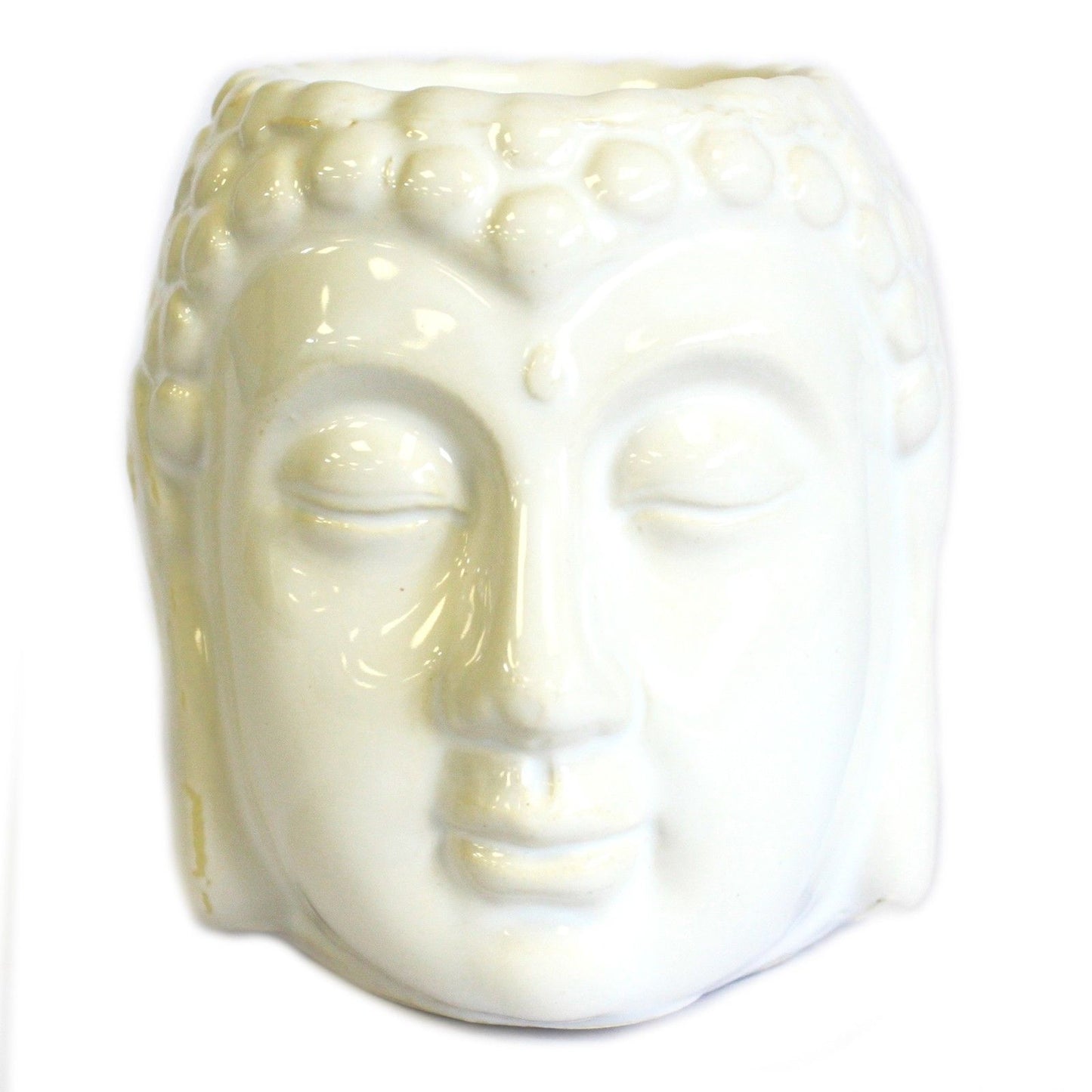 Keramik-Duftlampe 'Meditierender Buddha' in Weiß – für Aromaöle & Wachse