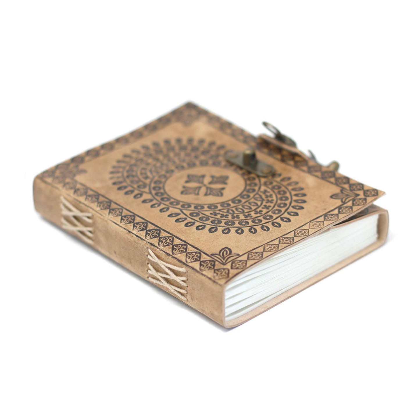 Handgefertigtes Ledernotizbuch 'Blaues Mandala' – 13x18 cm