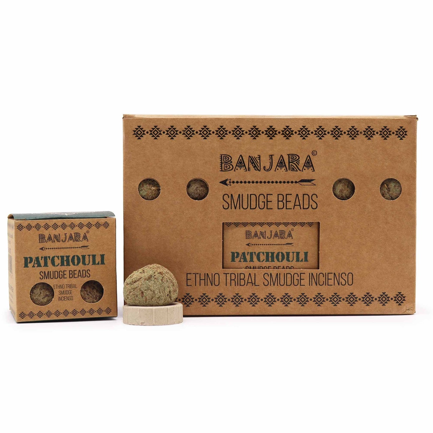 Banjara Räucherperlen Patchouli - Set mit 5 Stück und Metallständer