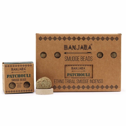 Banjara Räucherperlen Patchouli - Set mit 5 Stück und Metallständer