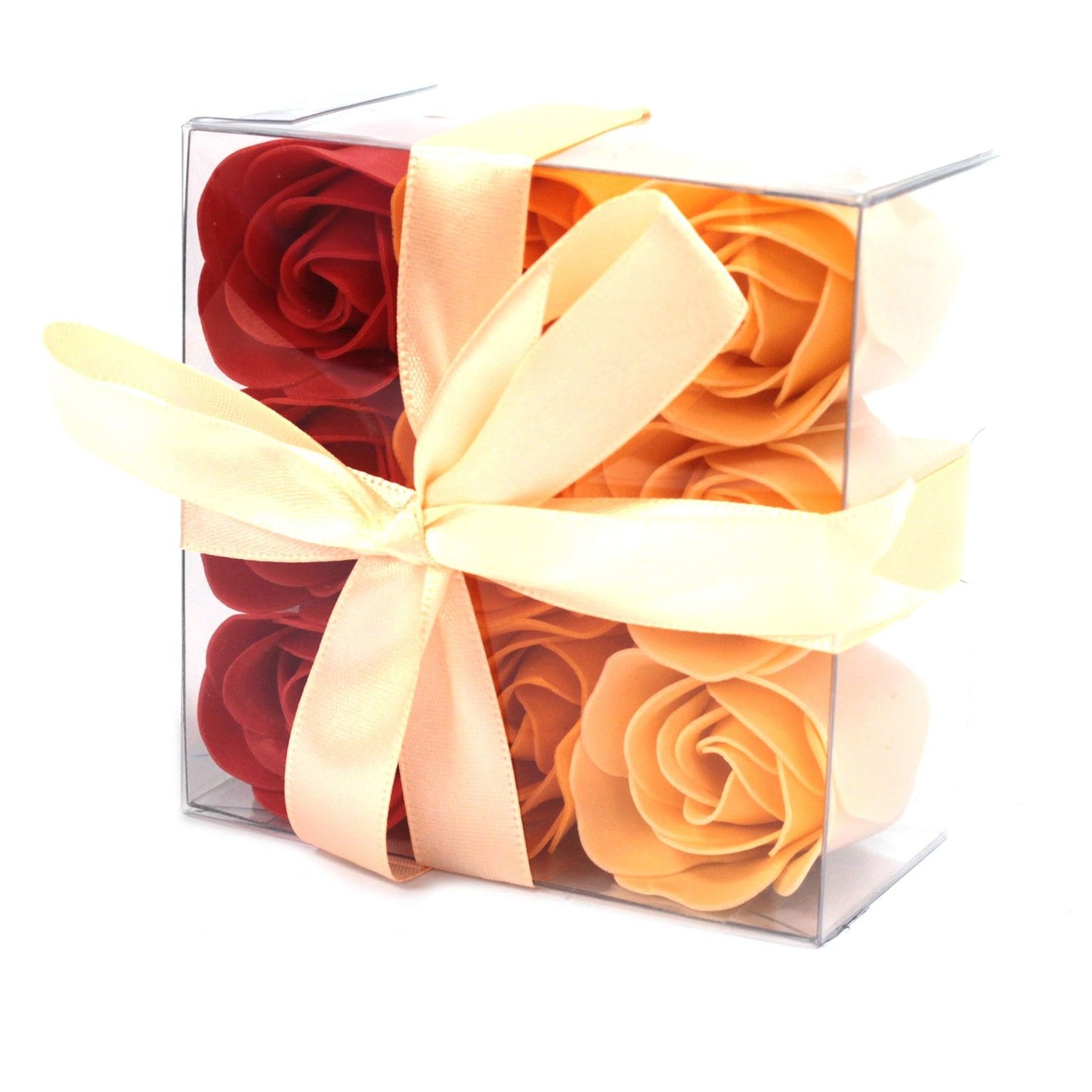 Luxus Seifenrosen Bouquet Pfirsich - 9 handgefertigte Blüten in Geschenkbox