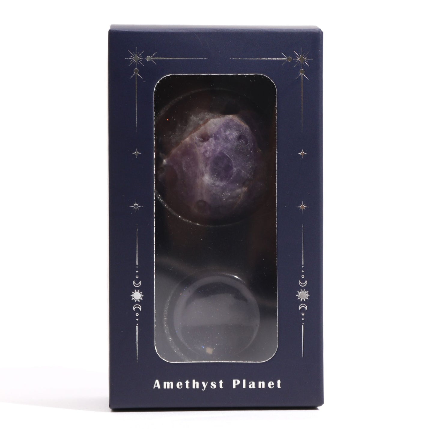 Amethyst-Kugel 'Jupiter' auf Goldfluss-Sockel – 40mm Edelstein-Planet