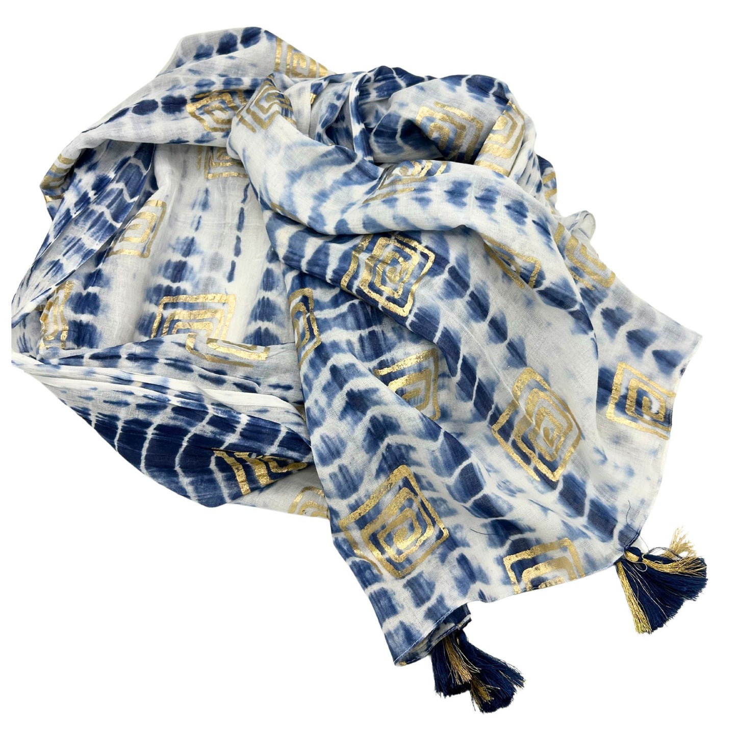Pareo Blau – Handgefärbtes Unikat mit Blockprint