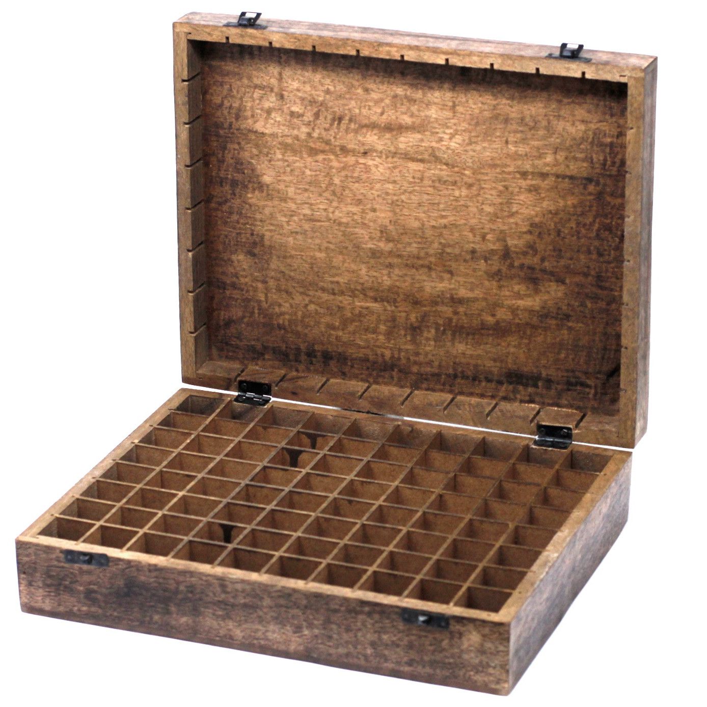 Handgeschnitzte Aromatherapie-Box 'Blütenzauber' aus Mangoholz - für 80 Fläschchen