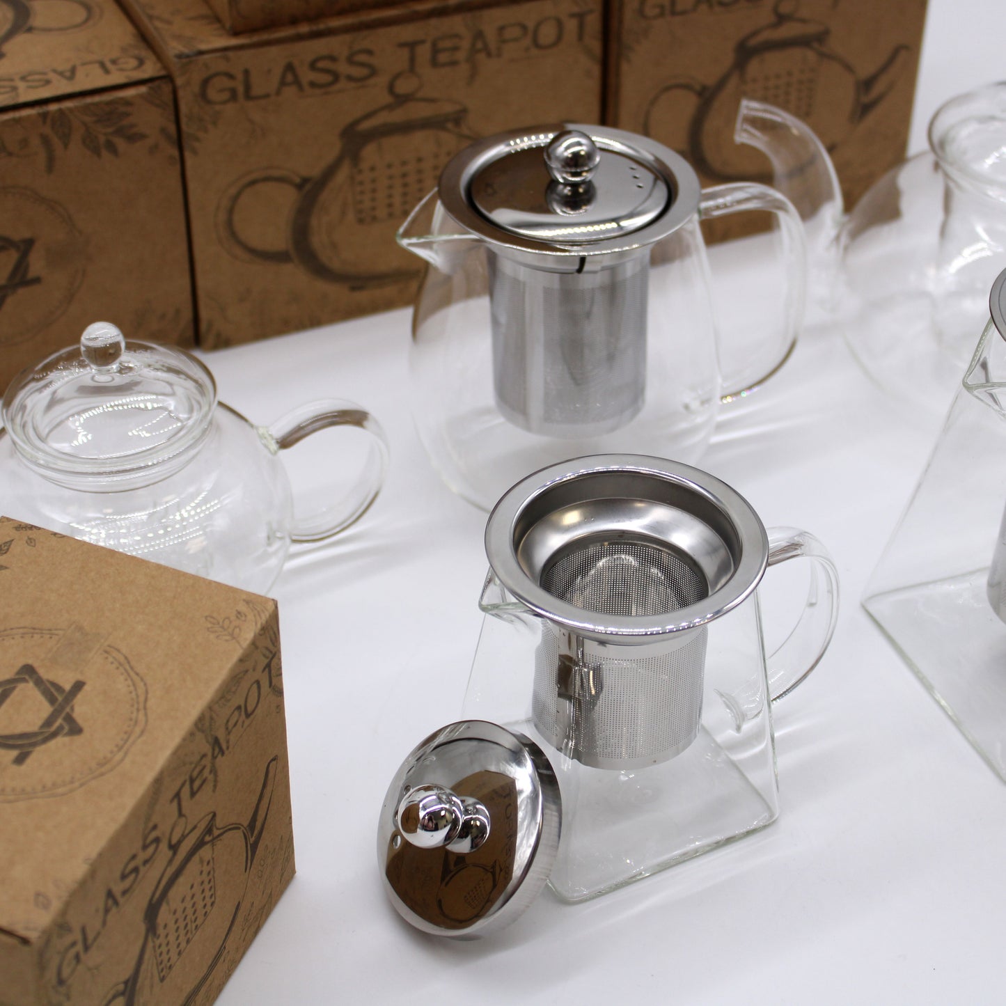 Glas-Teekanne mit Sieb 'Perlenrund' – 800ml für puren Teegenuss