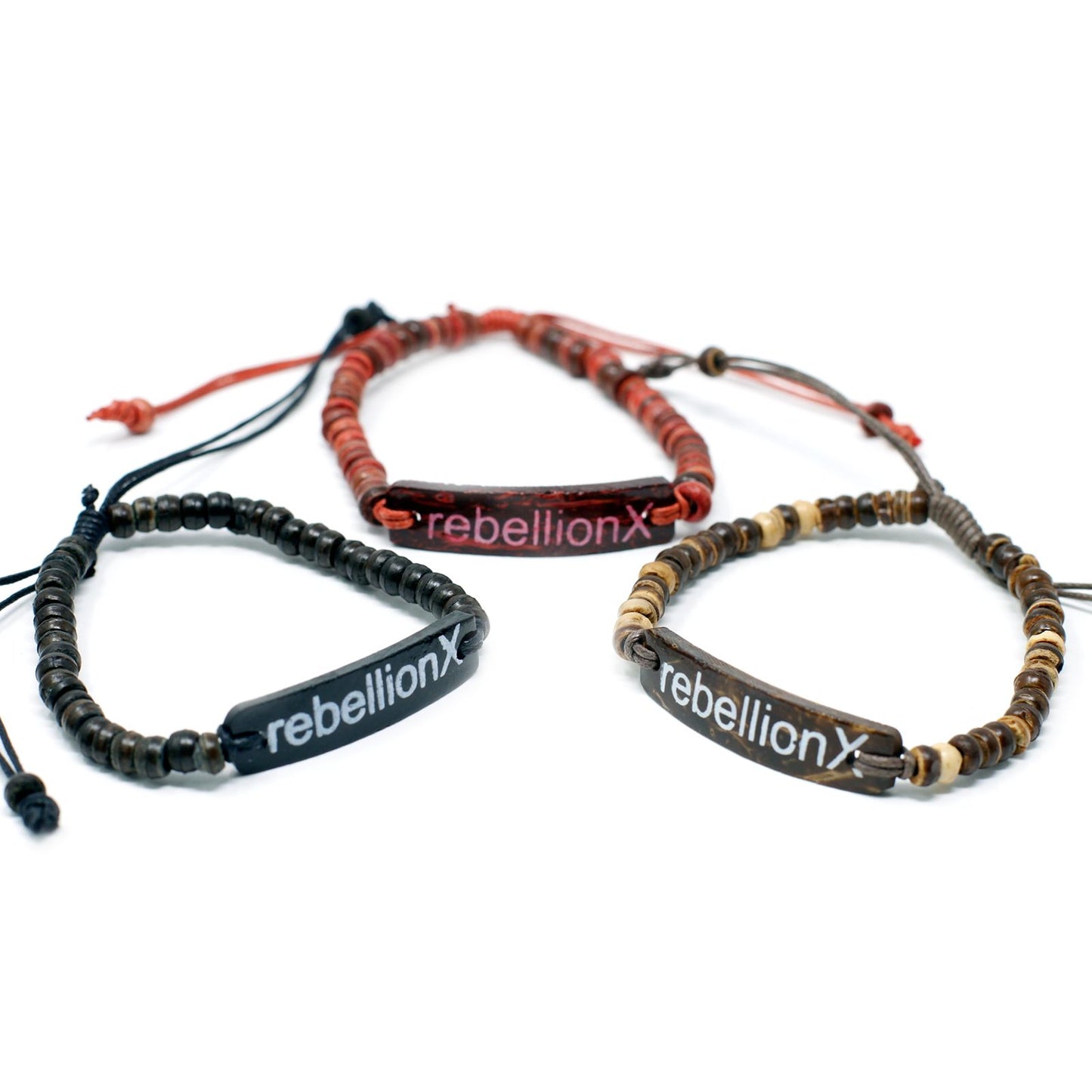 Statement Armband 'Rebellion X' aus Kokosholz - 6er Set