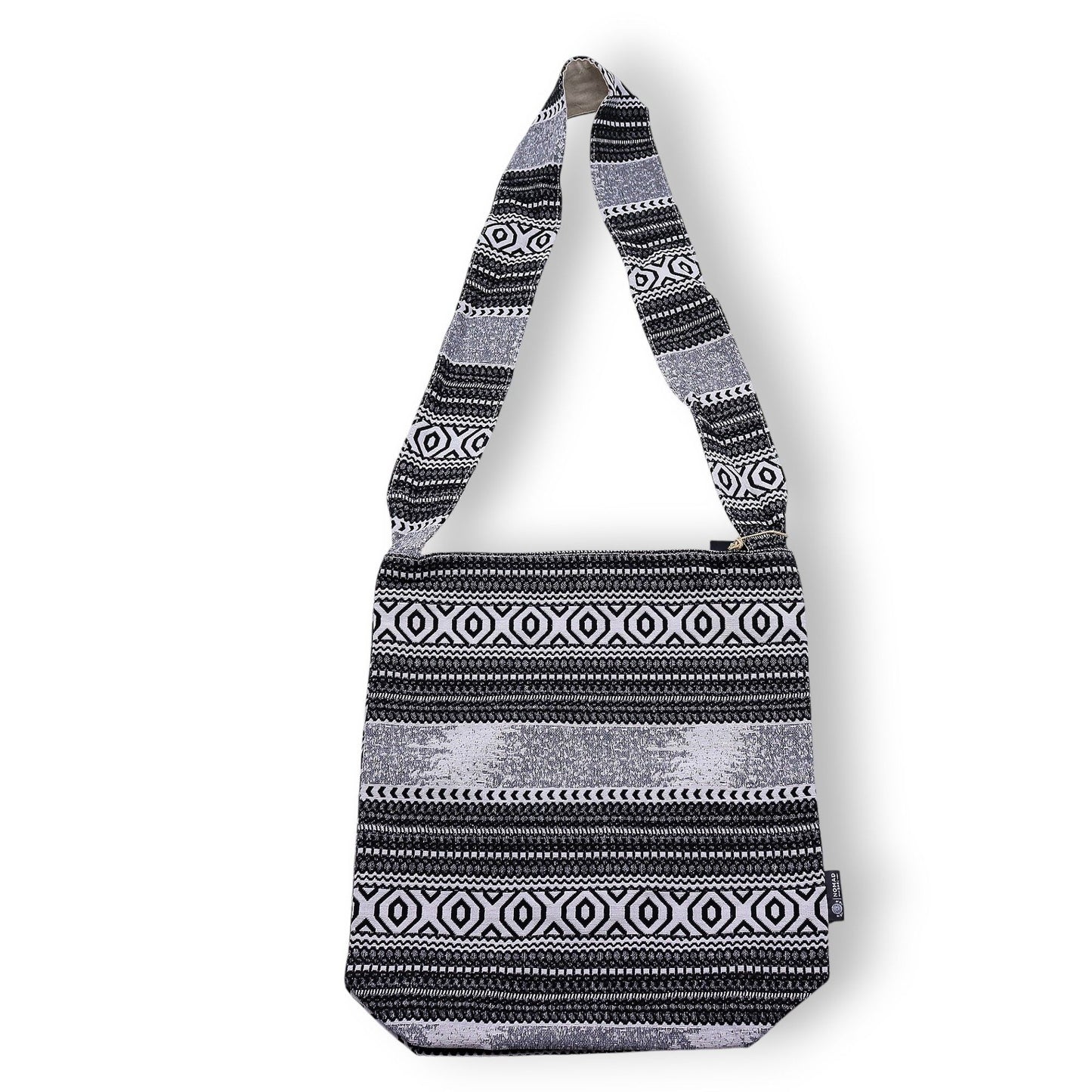 Nomad Carryall Umhängetasche – Jacquard-Muster in Natur