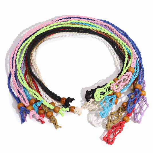 Makramee-Edelsteinband Set – 11 Farben Wachsbaumwolle mit Holzperlen