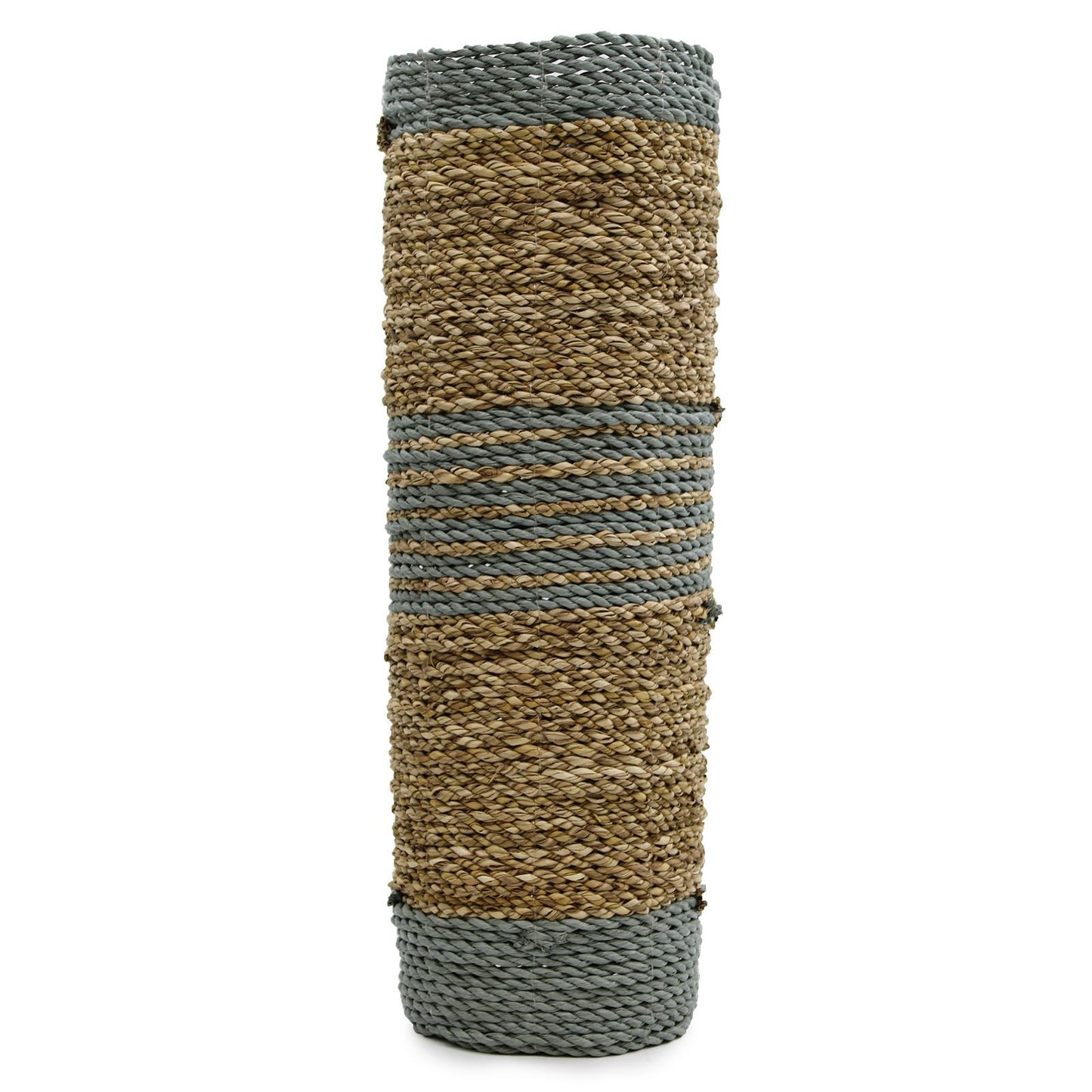 Set aus handgewebtem Seegras & grauem Raffia – 2 Vasen & 2 Körbe