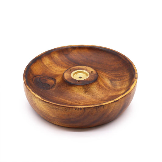 Räucherhalter 'Yin & Yang' aus Mangoholz – für Stäbchen und Kegel