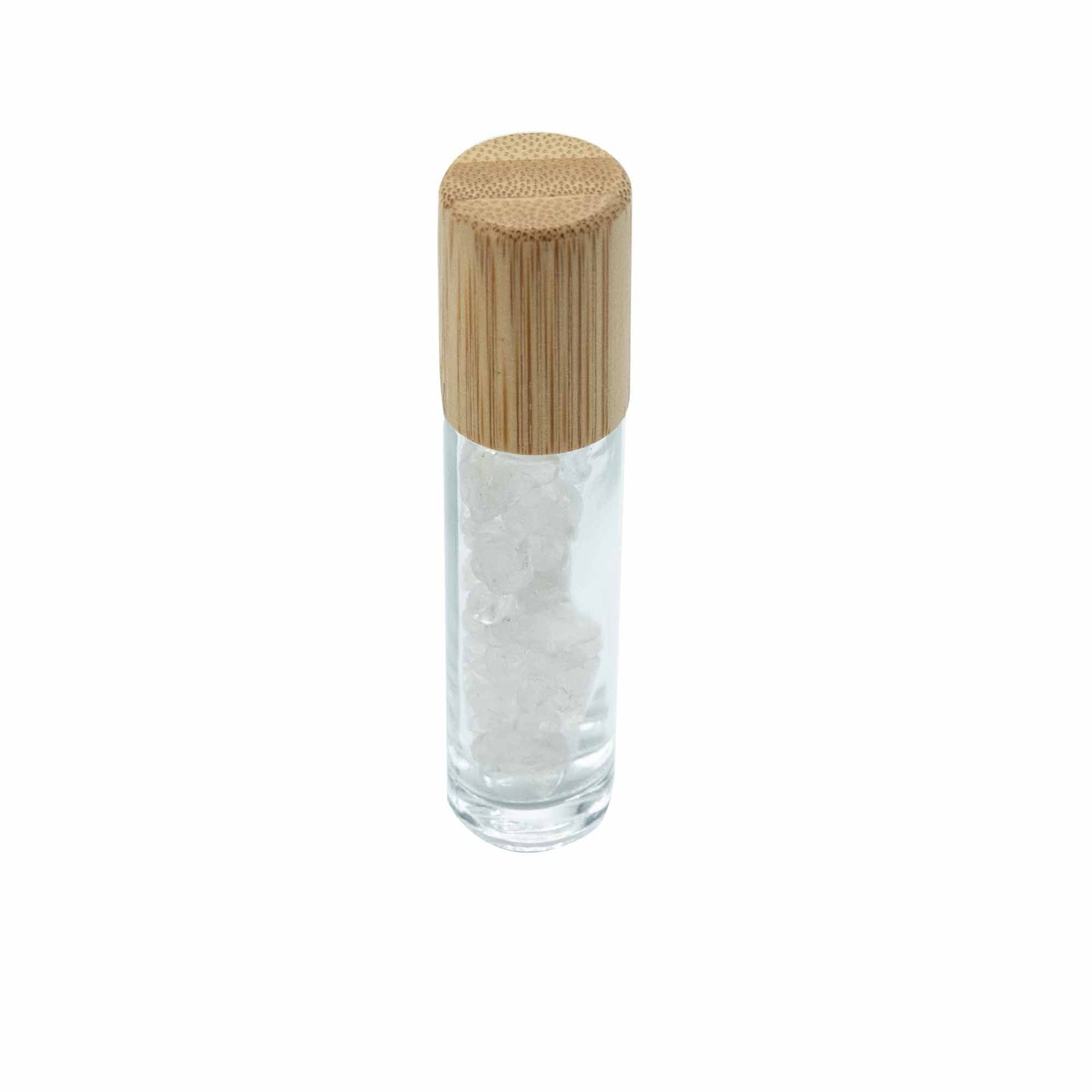 Roll-On Flakon aus Steinquarz mit Holzdeckel – Für ätherische Öle & Pflege
