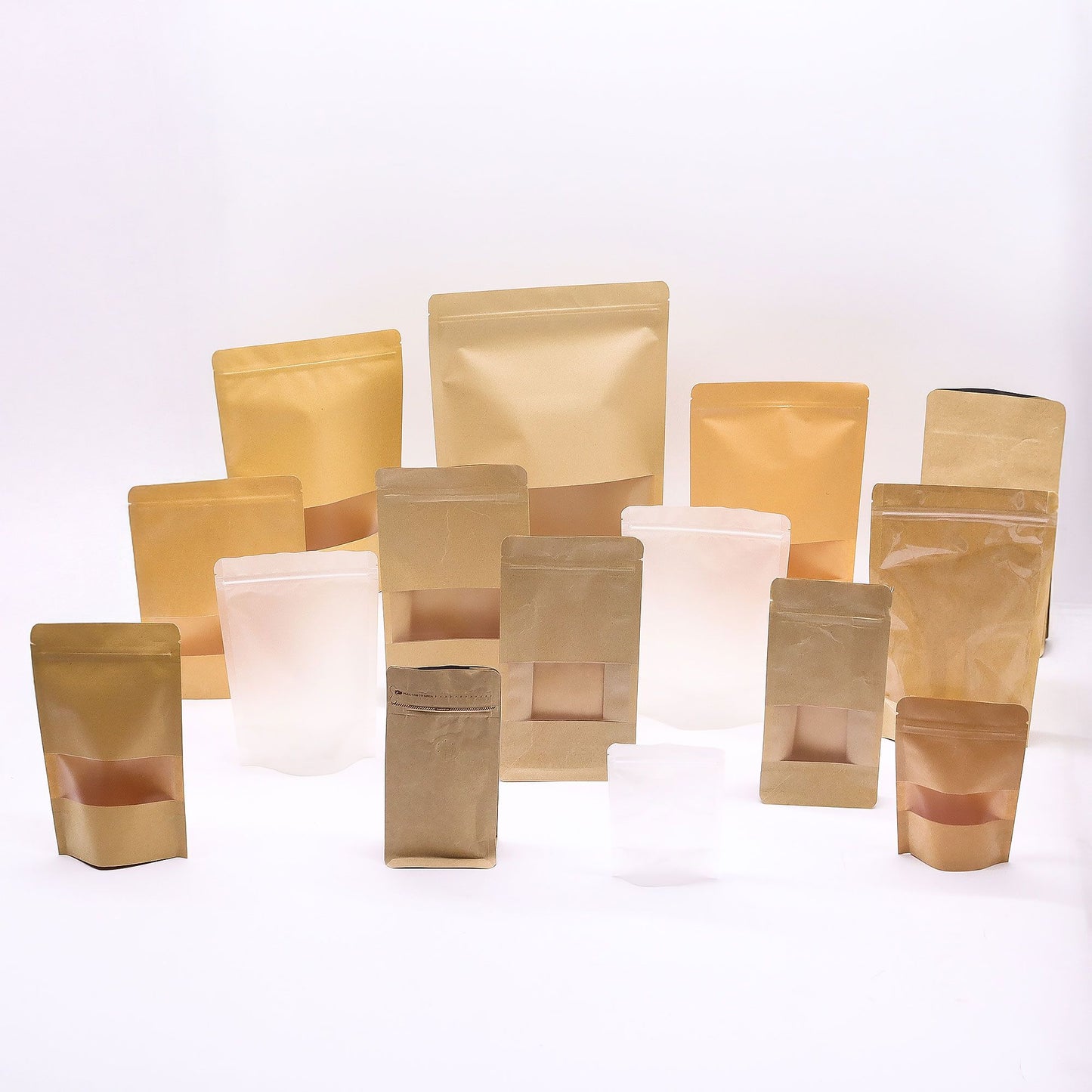 10er Set Kraftpapier-Beutel mit Sichtfenster und Griffverschluss, 20x30 cm