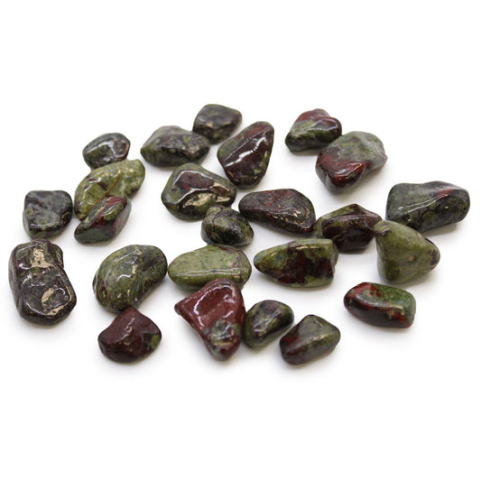 Set mit 24 Drachensteinen – Natürliche Trommelsteine aus Afrika