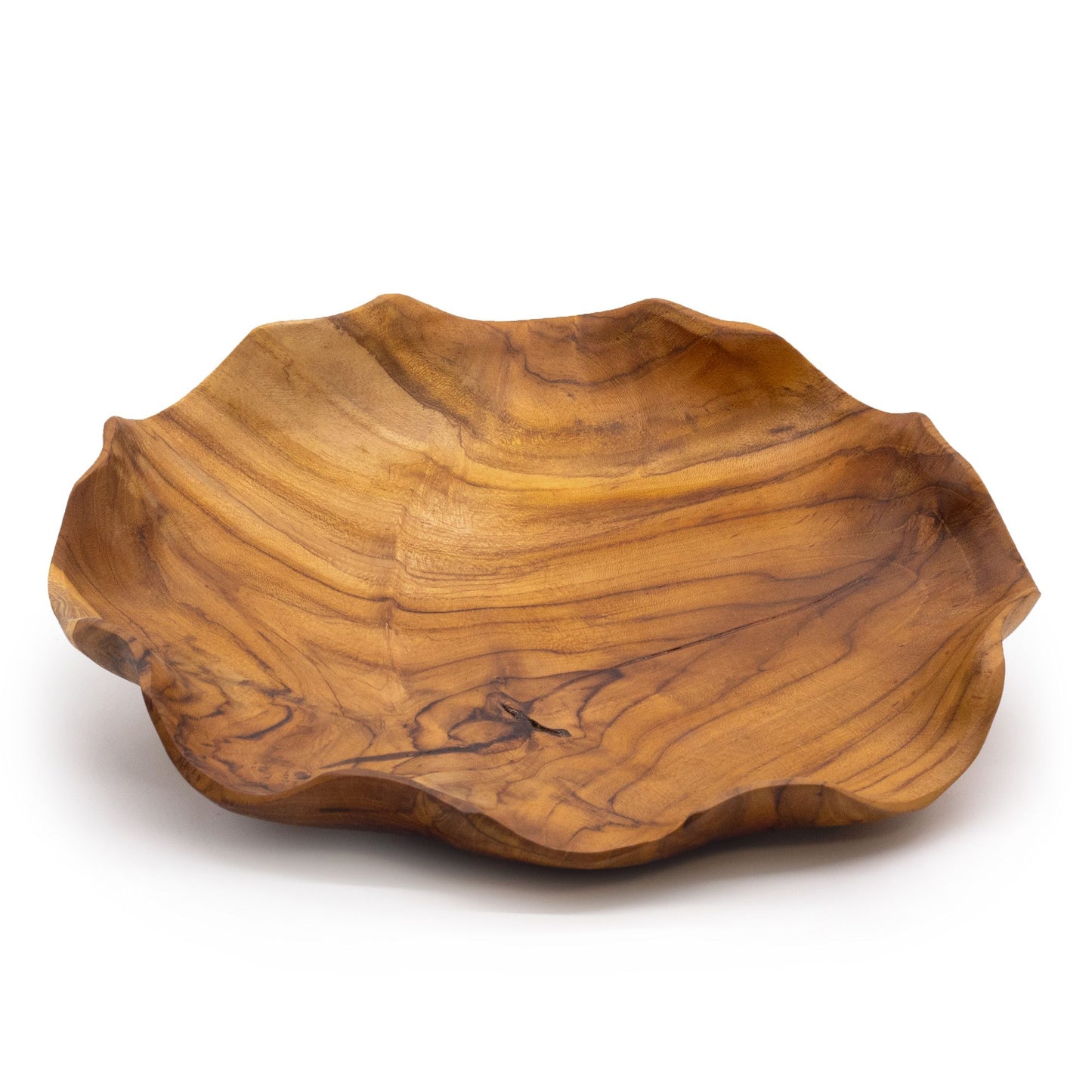 Fruchtschale aus massivem Teakholz – Klassische Rundform, 28 cm