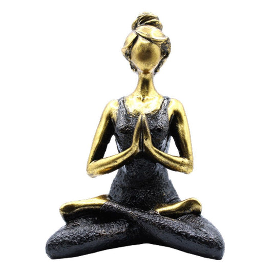 Meditierende Göttin Figur - Handgefertigte Yoga-Dekoration in Bronze & Schwarz, 24 cm