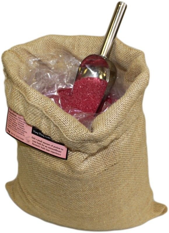 Sinnliches Badesalz 'Passion Potion' (7 kg) im Naturjutesack – Ylang Ylang & Zitrus-Duft
