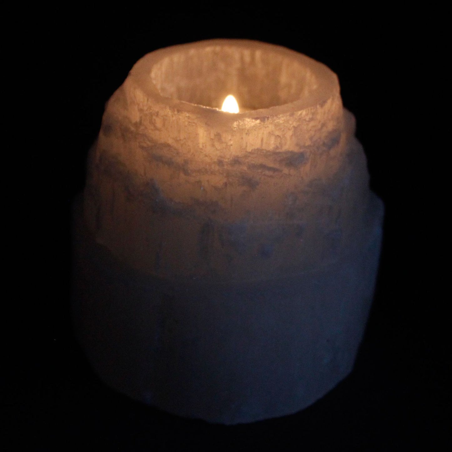 Selenit Kerzenhalter 'Berggipfel' – 8 cm, naturbelassen