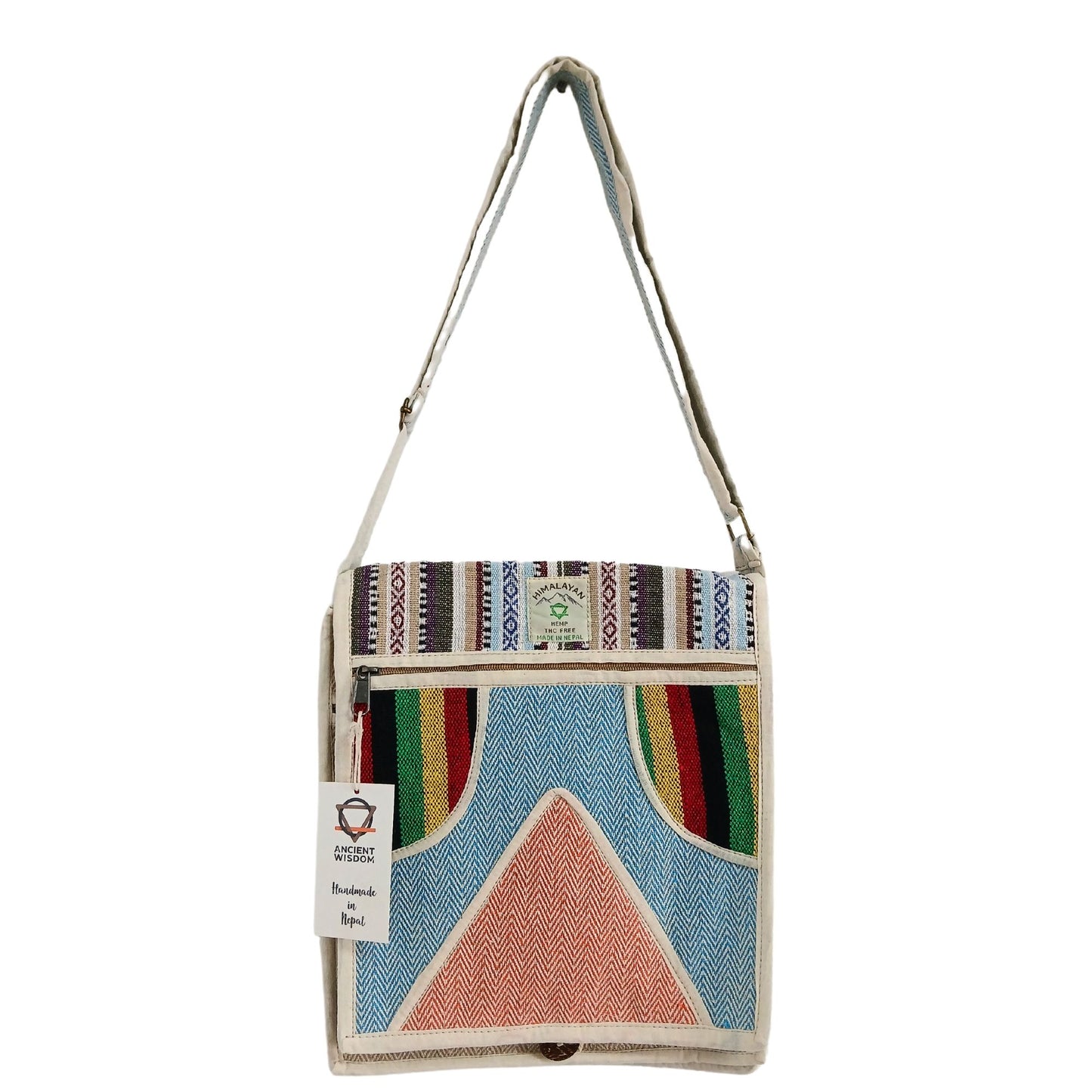 Messenger Bag für Laptop bis 15,6 Zoll - Dreiecksdesign aus Hanf-Baumwolle