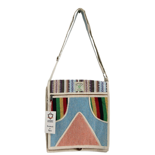 Messenger Bag für Laptop bis 15,6 Zoll - Dreiecksdesign aus Hanf-Baumwolle