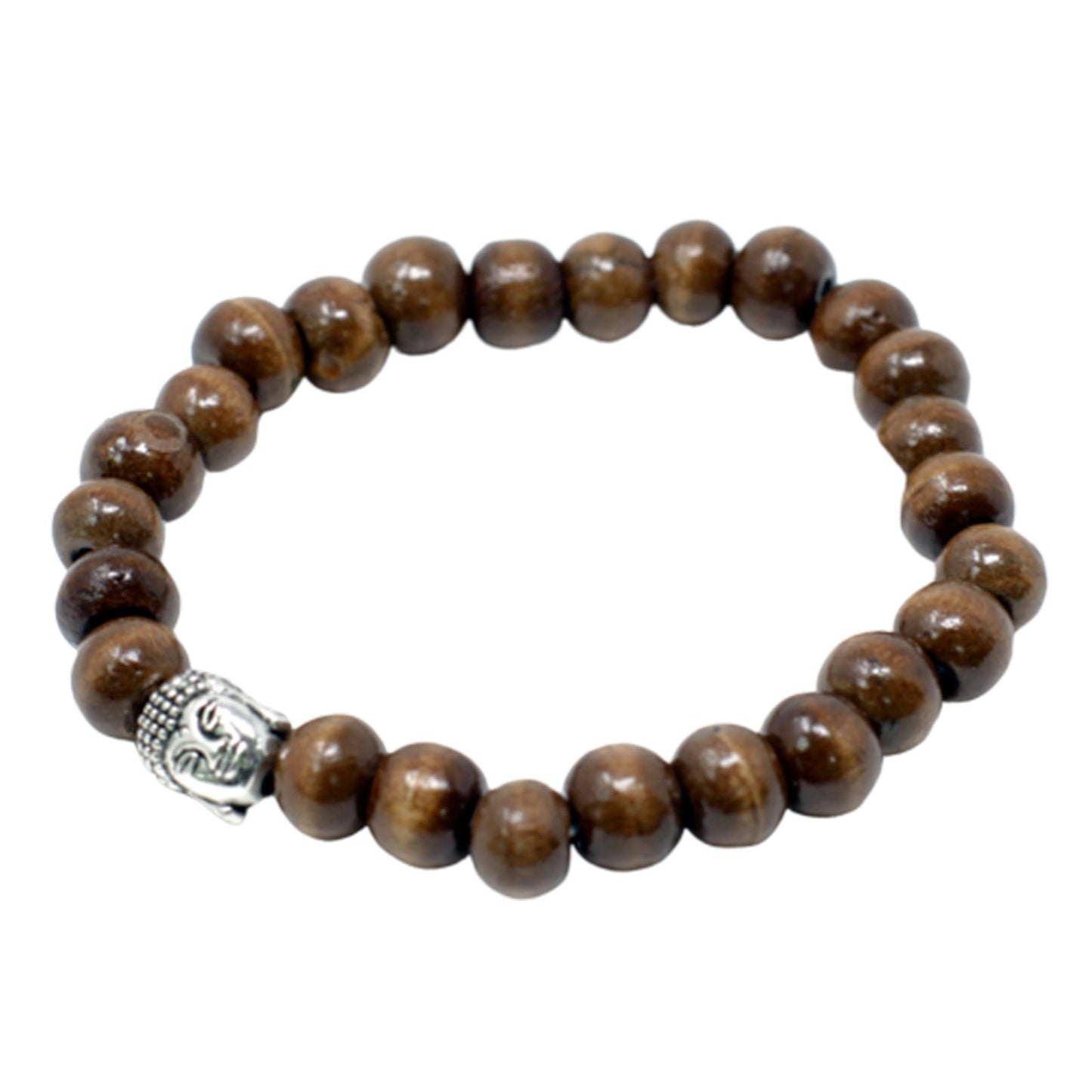 Holzperlenarmband mit Buddha-Charm in Braun – Elastisch & spirituell
