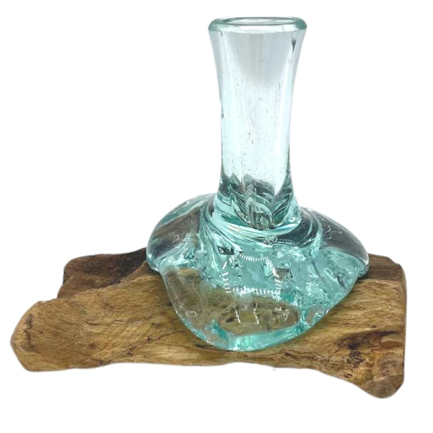 Vase 'Naturfusion' Klein - Handgefertigte Glas-Holz-Komposition