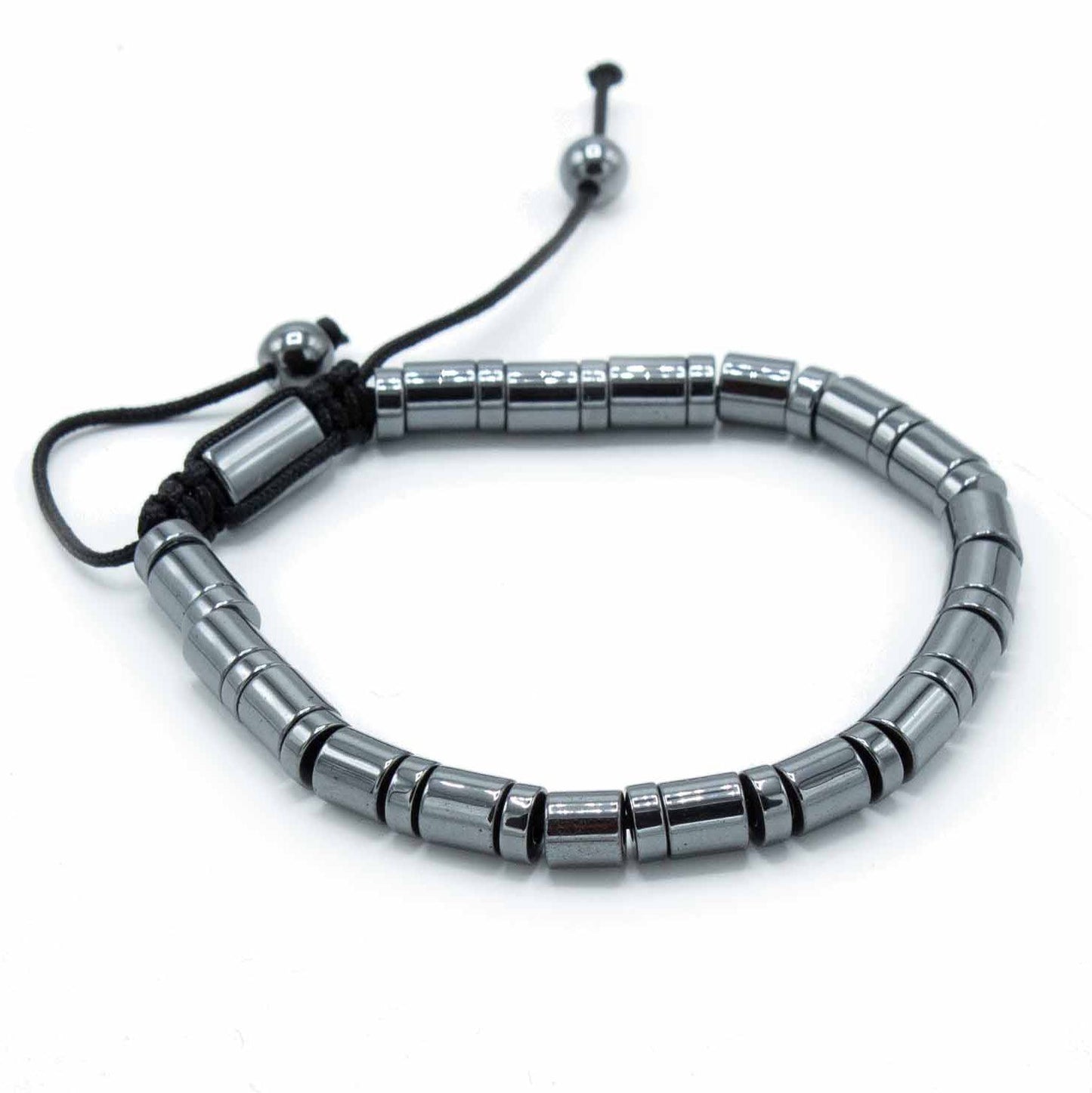 Shamballa Armband aus magnetischem Hämatit mit Zylinder- und Kreisperlen