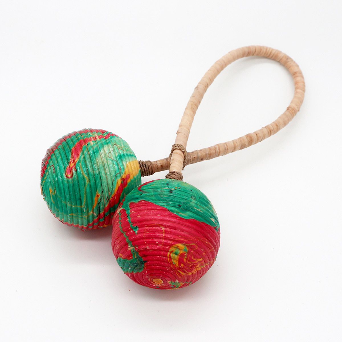 Maraca Doppelspirale aus Rattan - Handgefertigtes Percussion-Instrument aus Bali