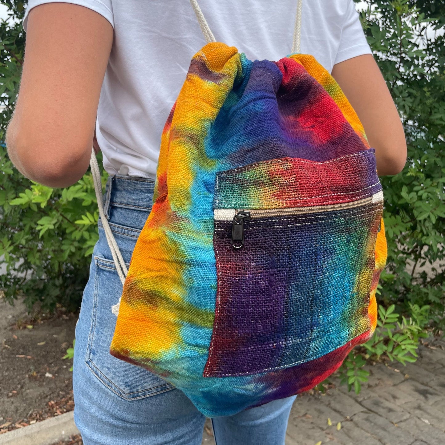 Hanf-Baumwolle Tragebeutel mit Tie-Dye Muster – Handgefertigt in Nepal