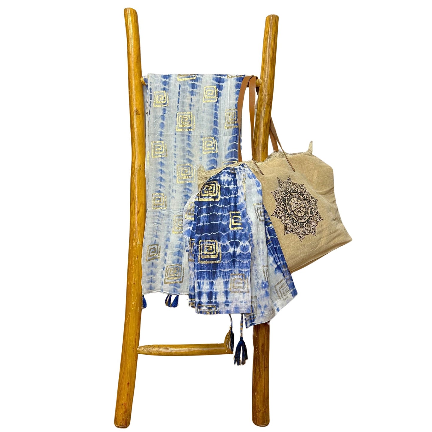 Pareo Blau – Handgefärbtes Unikat mit Blockprint