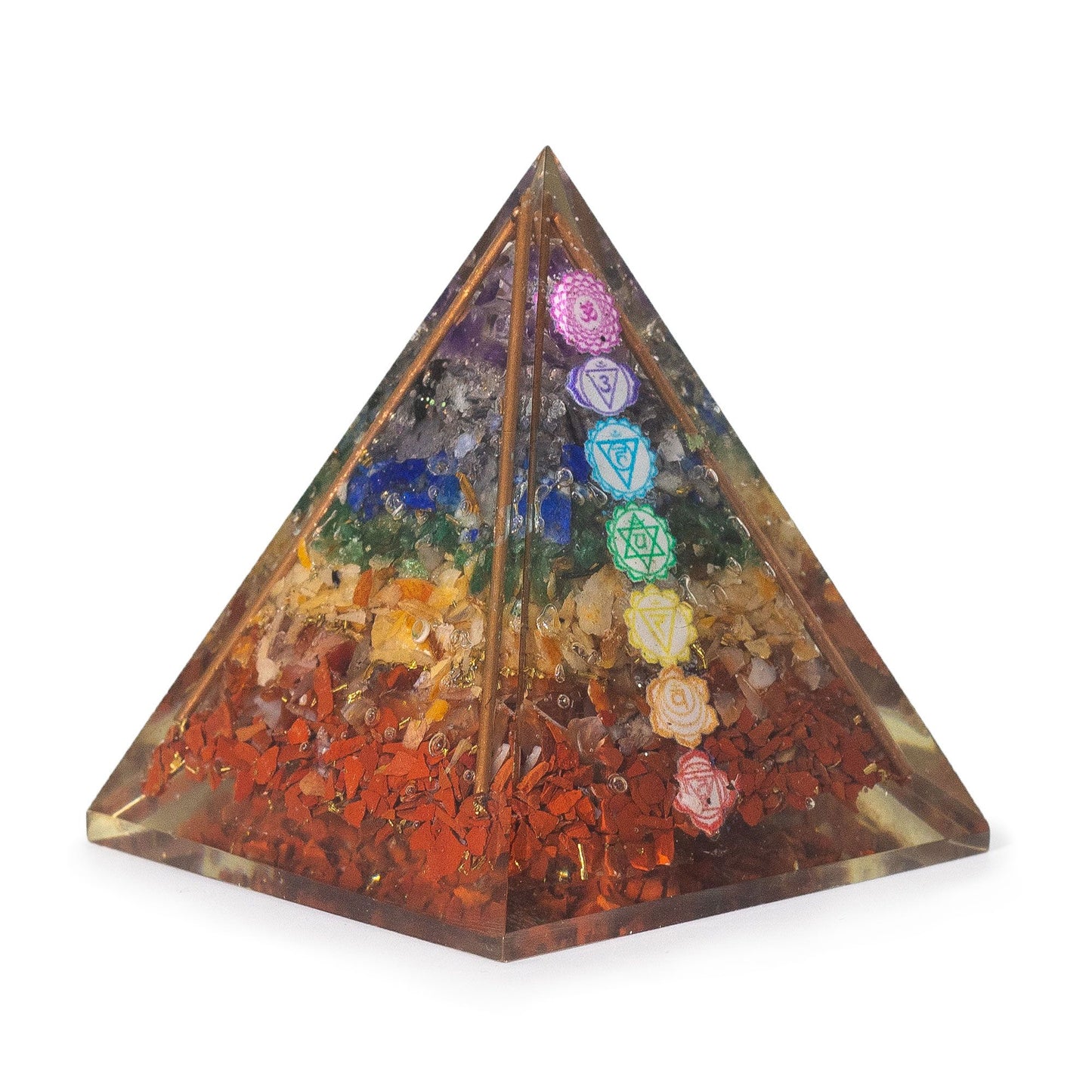 Orgonit-Pyramide mit 7 Chakra-Chips & Kupferstäben – Für natürlichen Ausgleich