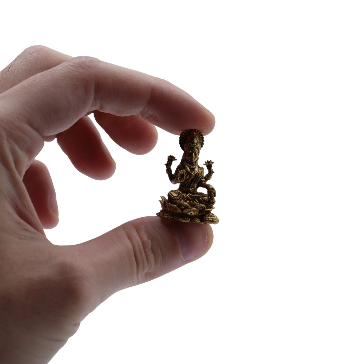 Messingfigur Göttin Laxmi – Miniatur für Wohlstand & Harmonie