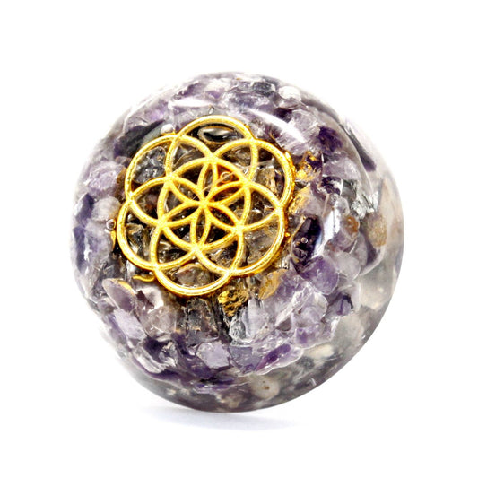 Orgonit-Dom mit Amethyst - Handgefertigter Briefbeschwerer & Energieschmuck