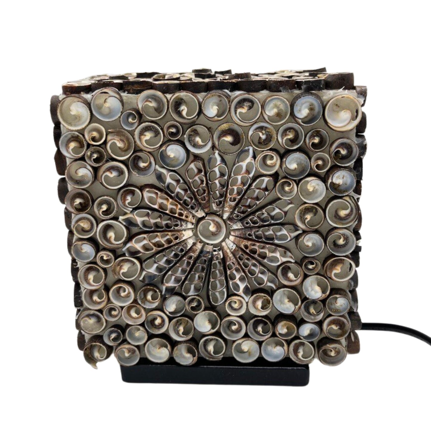 Boho Muschel-Lampe 'Chocolate Twist' im Quadrat - 15 cm