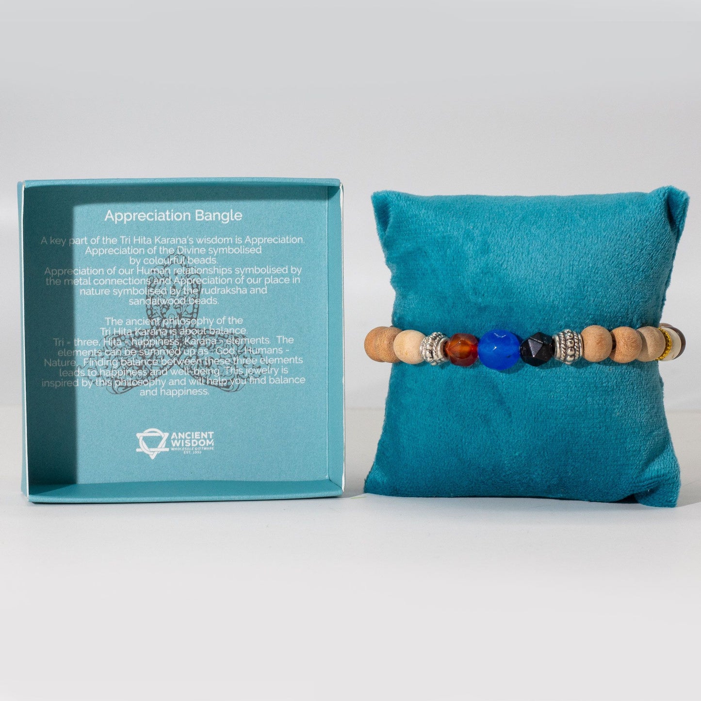 Tri Hita Karana Armreif Wertschätzung – Handgefertigter Perlenreif aus Stein, Glas & Holz