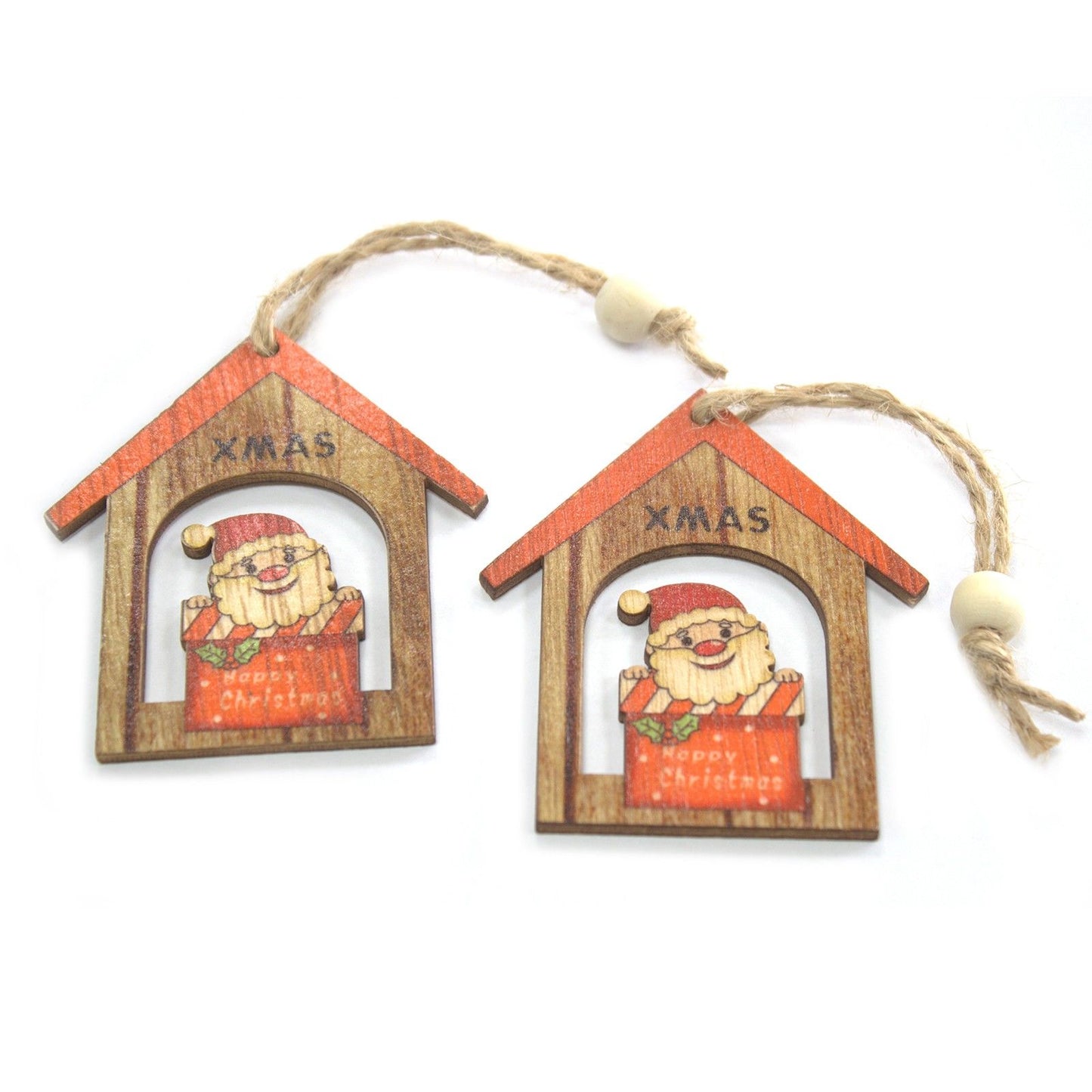 Set mit 2 Weihnachtsmännern - Vintage Holzdeko für festliche Stimmung