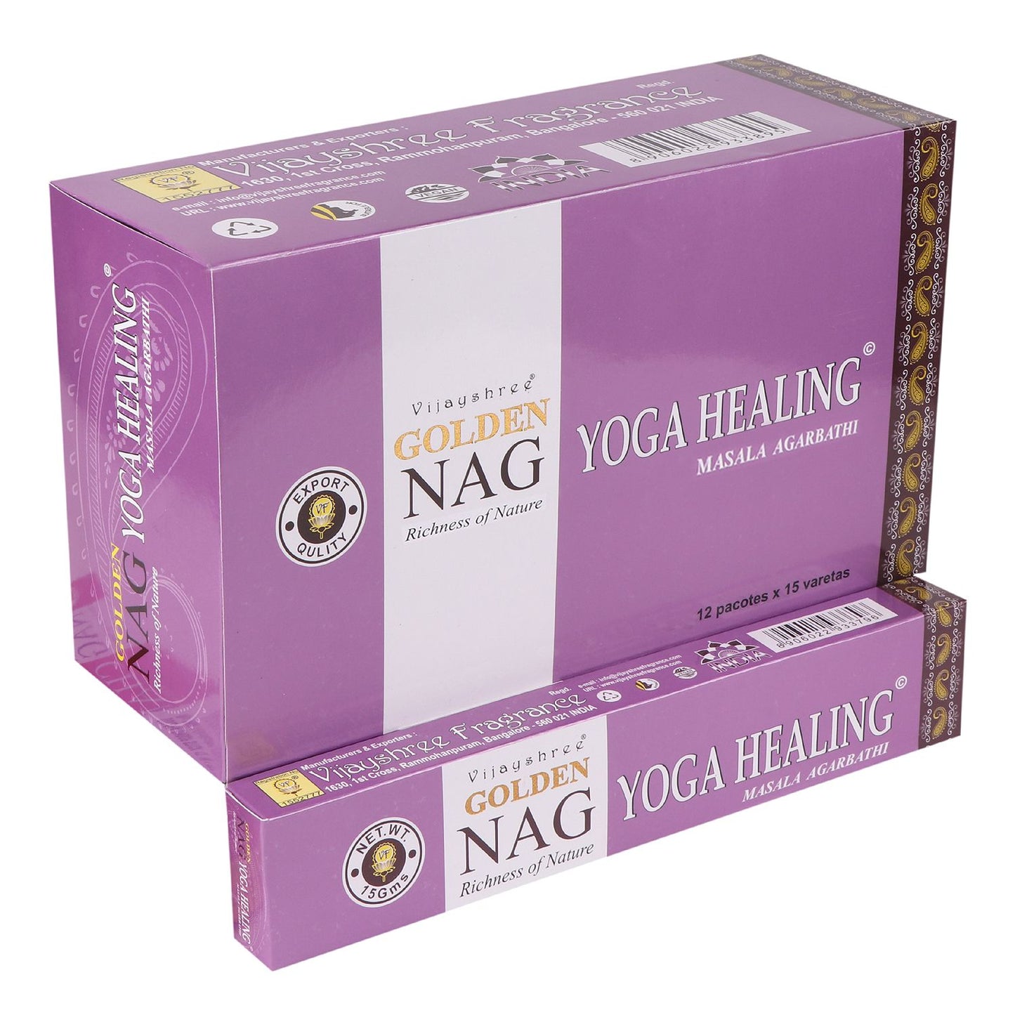 Golden Nag Yoga Healing Räucherstäbchen – Handgerollte Premium-Qualität (15g)